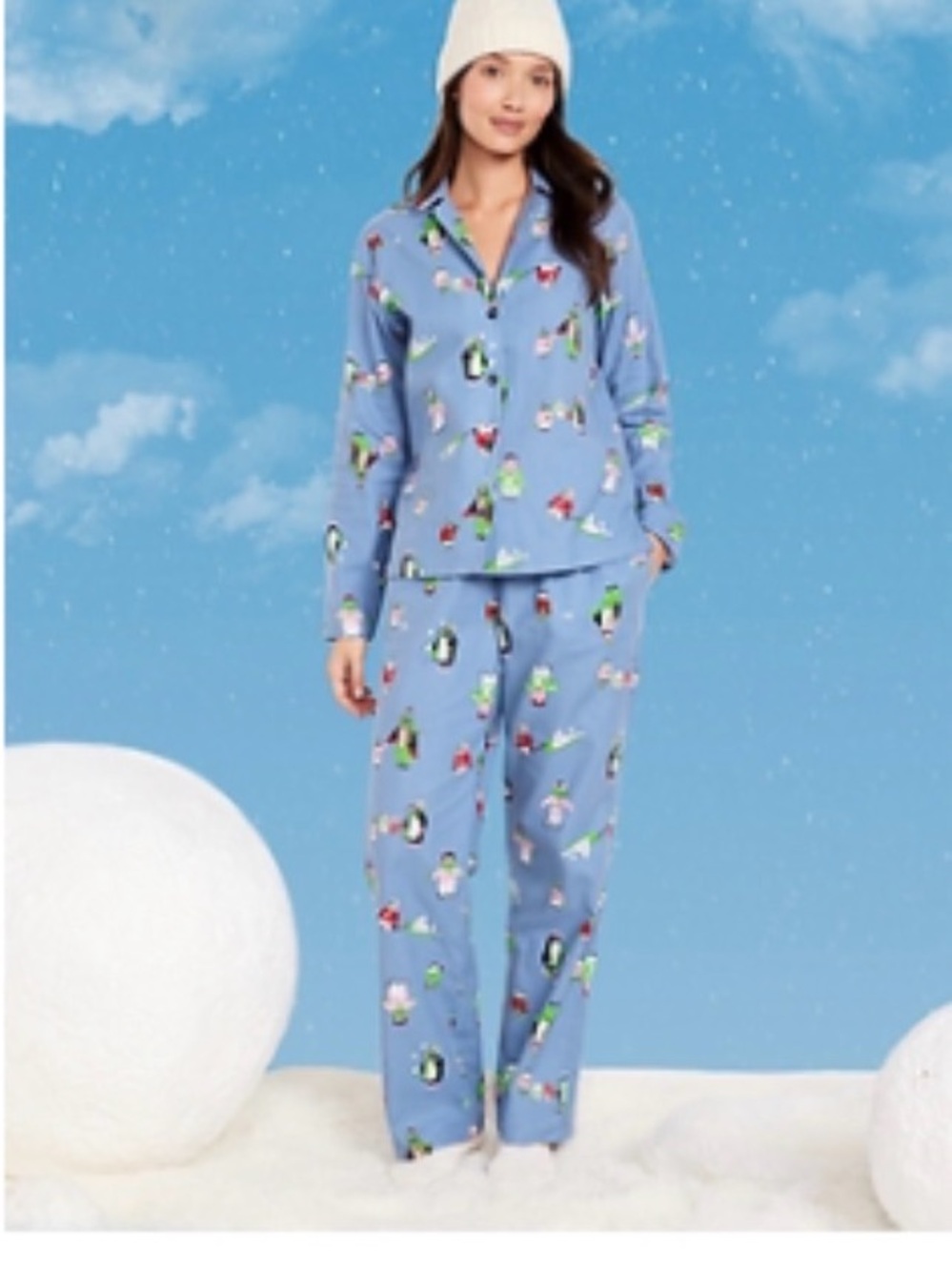 Old Navy Light Blue Penguin Print Kids Pajama Set